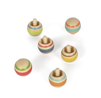 Small Foot - houten tollen gestreept, set van 6