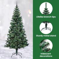 VidaXL Kunstmatig voorverlicht kerstboom groen 240 cm pvc en metaal - thumbnail