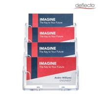 Deflecto Visitekaarthouder 4 opbergvakken, transparant - thumbnail