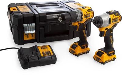 DeWalt dck2111l2t actieset dcd706 klopboorschroefmachine + dcf801 slagschroevendraaier 12v 3,0ah xr - dck2111l2t