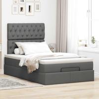 Ottoman bed met matras en LED's 120x200cm stof donkergrijs - thumbnail