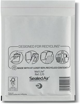 Mail Lite luchtkussenenveloppen, wit, C/0, 150 x 210 mm, doos van 200 stuks