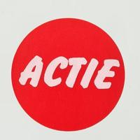 Etiket rood/wit 35mm ACTIE 500rol - thumbnail