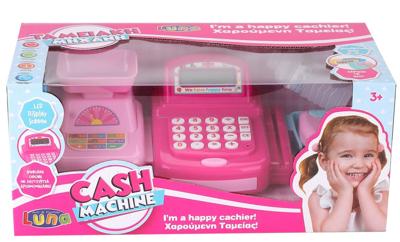 Luna speelgoedkassa met weegschaal 41 cm roze 19 delig S Luna speelgoedkassa met weegschaal 41 cm roze 19 delig S