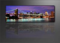 Schilderij - New York Brug, Paars/Blauw, 120X40cm, 1luik - thumbnail