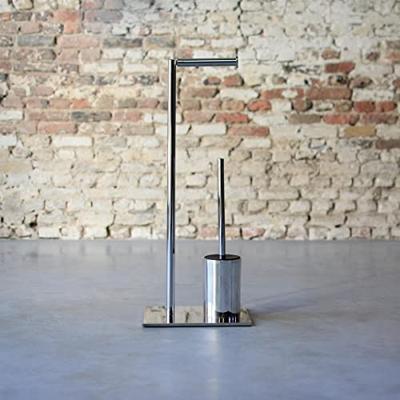 Toiletbutler Sealskin Tube met Toiletrolhouder, Reserverolhouder en Toiletborstel met Houder Vrijstaand Chroom Toiletbutler Sealskin Tube met Toiletrolhouder, Reserverolhouder en Toiletborstel met Houder Vrijstaand Chroom