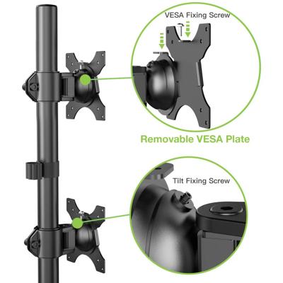 Techly ICA-LCD-2520V 27 inch flatscreen houder voor desktop, vrijstaand, 20 kg, 33 cm (13 inch), 68,6 cm (27 inch), 75 x 75 mm, 100 x 100 mm)