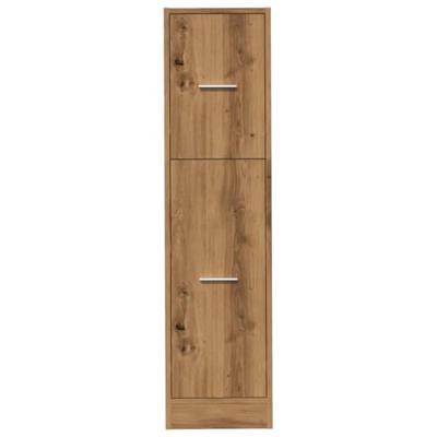 Apothekerskast 30x41x118 cm bewerkt hout artisanaal eikenkleur