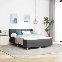 Boxspringbed met matras stof donkergrijs 140x200 cm - thumbnail
