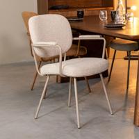 LABEL51 Eetkamerstoel Lausanne - Naturel - Boucle - Taupe Frame - thumbnail