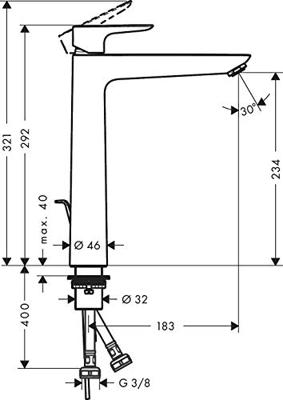 Wastafelmengkraan Talis E 240 HansGrohe Eengreeps met Trekwaste Mat Wit