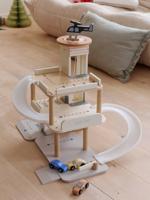 Garage met 3 verdiepingen en lift van FSC®-hout wit - thumbnail