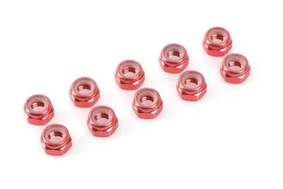 Zelfborgende zeskantmoer M3 "Rood", Aluminium (10st)