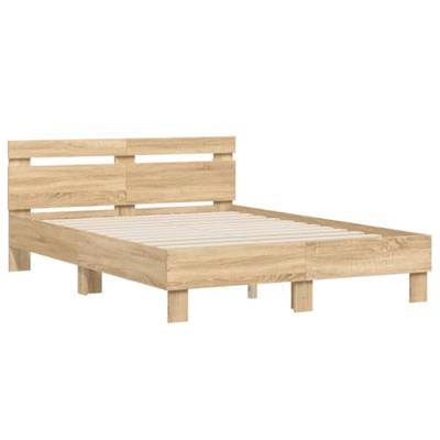 Bedframe met hoofdeinde bewerkt hout sonoma eiken 135x190 cm