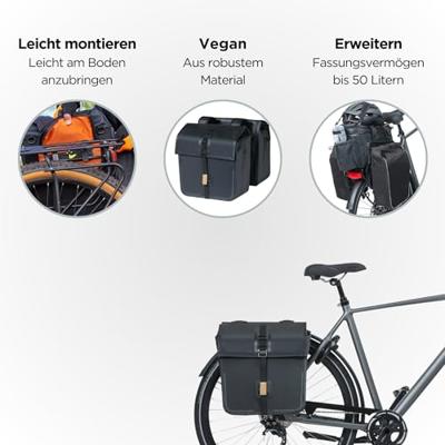Basil dubbele fietstas Urban Dry 50 liter zwart 17659 - thumbnail
