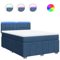 Boxspring met matras stof blauw 140x200 cm - thumbnail