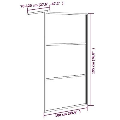 VidaXL Inloopdouchewand 100x195 cm mat esg-glas zwart - thumbnail