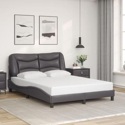 Bedframe met hoofdbord kunstleer grijs 140x200 cm