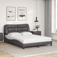 Bedframe met hoofdbord kunstleer grijs 140x200 cm - thumbnail