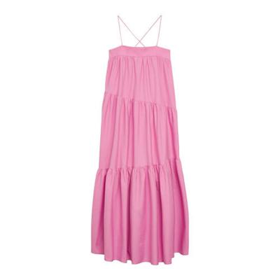 Mango maxi jurk met volant roze