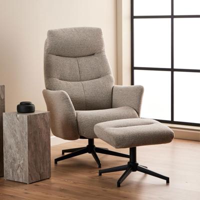 Bendt Relaxfauteuil 'Talisha' Met voetenbank, Bouclé, kleur Beige