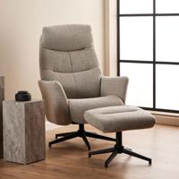 Bendt Relaxfauteuil 'Talisha' Met voetenbank, Bouclé, kleur Beige - thumbnail