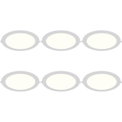 LED Downlight Inbouwspot 6 Stuks - Brinton Thin - 18W 1760lm 120° Bundelhoek - Natuurlijk Wit 4000K - IP40 - Rond - Wit - Ø229mm Buitenmaat - Ø205mm Zaagmaat