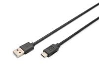 Digitus AK-300148-030-S USB-kabel USB 2.0 USB-C stekker, USB-A stekker 3.00 m Zwart Afgeschermd (dubbel), Stekker past op beide manieren - thumbnail