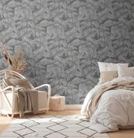 AS Creation Casual Living - Antraciet - Bladeren - 393404 - thumbnail