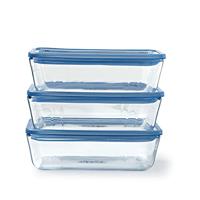 Set Lunchboxen Pyrex Blauw Transparant 800 ml 3 Onderdelen - thumbnail