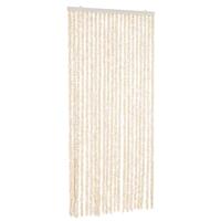 VidaXL Vliegengordijn 90x220 cm chenille beige en wit - thumbnail