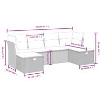 6-delige Loungeset met kussens poly rattan gemengd beige - thumbnail