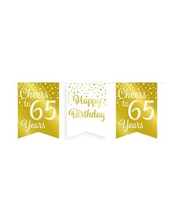 Verjaardagsslinger Vaandel 65 Jaar Goud/Wit (6m)