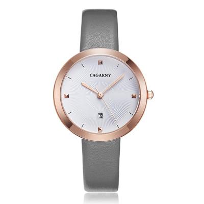 CAGARNY 6871 Fashion Life waterdichte gouden shell stalen band quartz horloge (grijs)