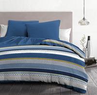 HOME PASSION STANIS microvezel dekbedset - 1 dekbedovertrek 140 x 200 cm + 1 kussensloop 63 x 63 cm - Blauw - thumbnail