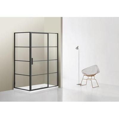 Marenza Bellini Douchecabine - 120x100cm - vast paneel - veiligheidsglas - frame lines buitenzijde - anti kalk - mat zwart sw491683/sw491687 Marenza Bellini Douchecabine - 120x100cm - vast paneel - veiligheidsglas - frame lines buitenzijde - anti kalk - mat zwart sw491683/sw491687