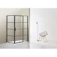 Marenza Bellini Douchecabine - 120x100cm - vast paneel - veiligheidsglas - frame lines buitenzijde - anti kalk - mat zwart sw491683/sw491687 - thumbnail