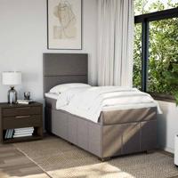 Boxspring met matras stof taupe 80x200 cm - thumbnail