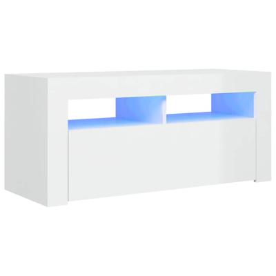 Tv-meubel met LED-verlichting 90x35x40 cm hoogglans wit