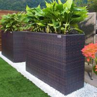 Polyrattan Bloembak 4 delig - Bruin - 95 x 27 x 60 cm - thumbnail