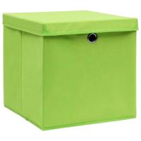 VidaXL Opbergboxen met deksel 10 st 28x28x28 cm groen - thumbnail