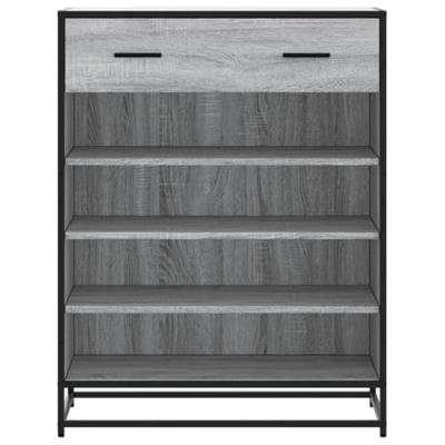 Schoenenkast 75x38x97,5 cm bewerkt hout en metaal grijs sonoma
