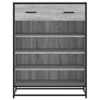 Schoenenkast 75x38x97,5 cm bewerkt hout en metaal grijs sonoma - thumbnail