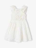 Geborduurde ceremoniejurk met regenboogkleurige bloemen voor meisjes wit - thumbnail