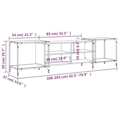 Tv-meubel 203x37x50 cm bewerkt hout sonoma eikenkleurig