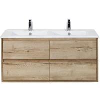 Porto Badmeubelset 120 cm - 4 Laden Natuur Eiken - Keramische Wastafel Wit Slim - thumbnail