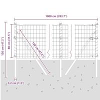 VidaXL Hek met paal zilver 0,8 x 10 m staal en pvc - thumbnail