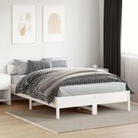 Bedframe met hoofdbord massief grenenhout wit 140x200 cm - thumbnail