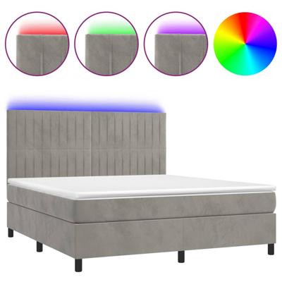 Boxspring met matras en LED fluweel lichtgrijs 160x200 cm