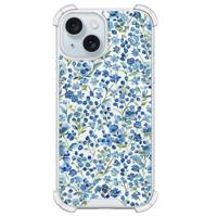 iPhone 15 shockproof hoesje - Vintage blue floral - thumbnail